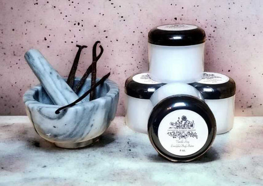 A photo of body butter for an article that explores the difference between anhydrous and hydrous products.