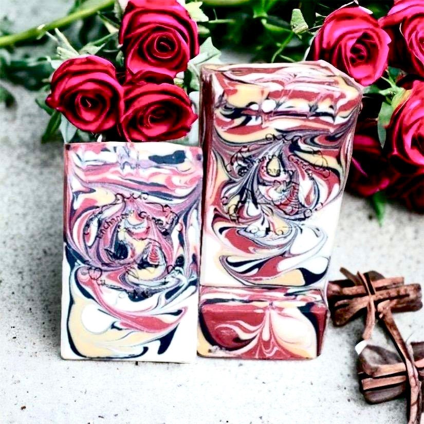 Picture of Enhanted Gardens Soapery's black rose and spice handmade bar soap.