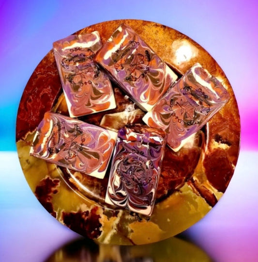 Photo of one of Enchanted Gardens Soapery's herbal soaps.