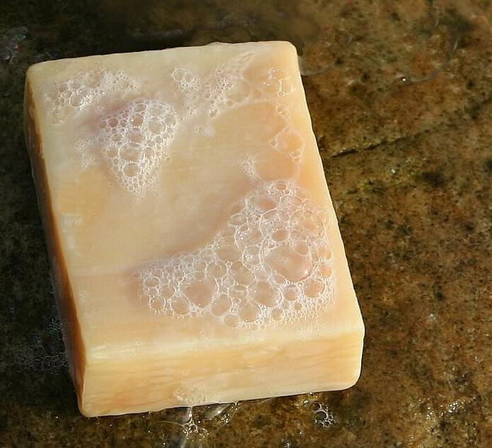 Photograph of a bar of tallow soap.