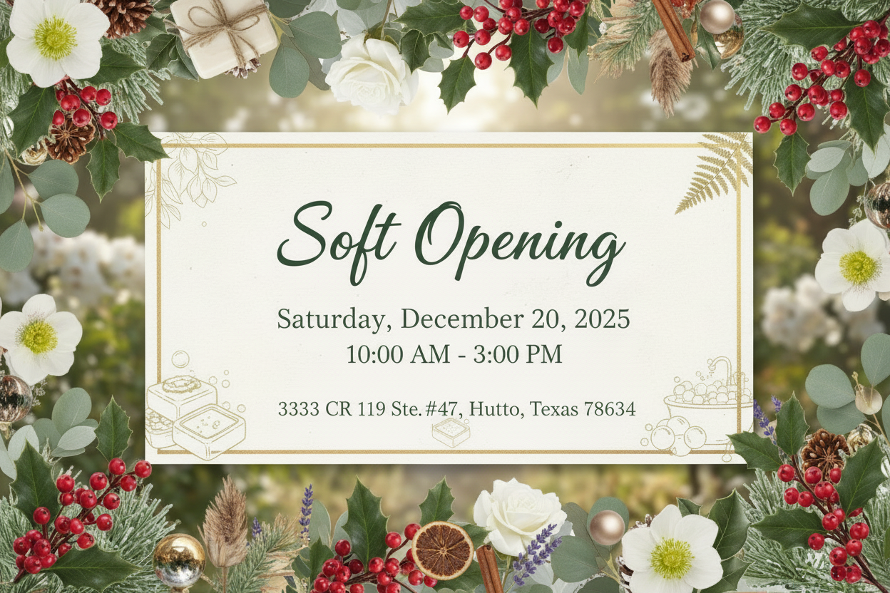 Christmas Soft Opening Banner - Enchanted Gardens Soapery