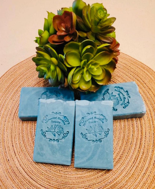 Image showing four bars of Enchanted Gardens Soapery's oasis spa handmade bar soap.